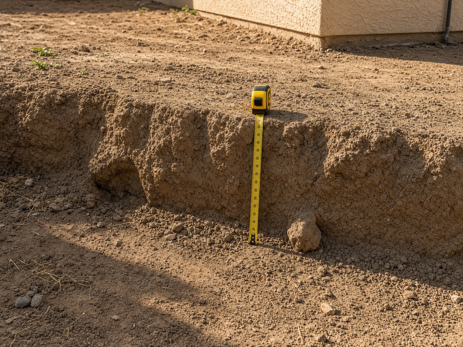 Existing grade at the wall face from the Mesa site walk